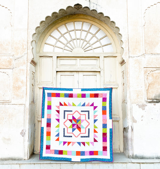 Throw Size Framed Patchwork Star Quilt