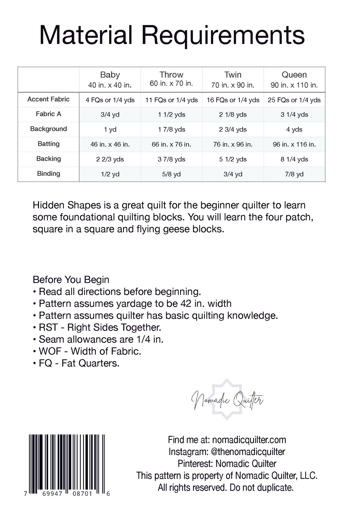 Hidden Shapes PDF Pattern