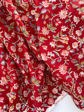Load image into Gallery viewer, 4 Yards of Hand Printed Crimson Flower Fabric
