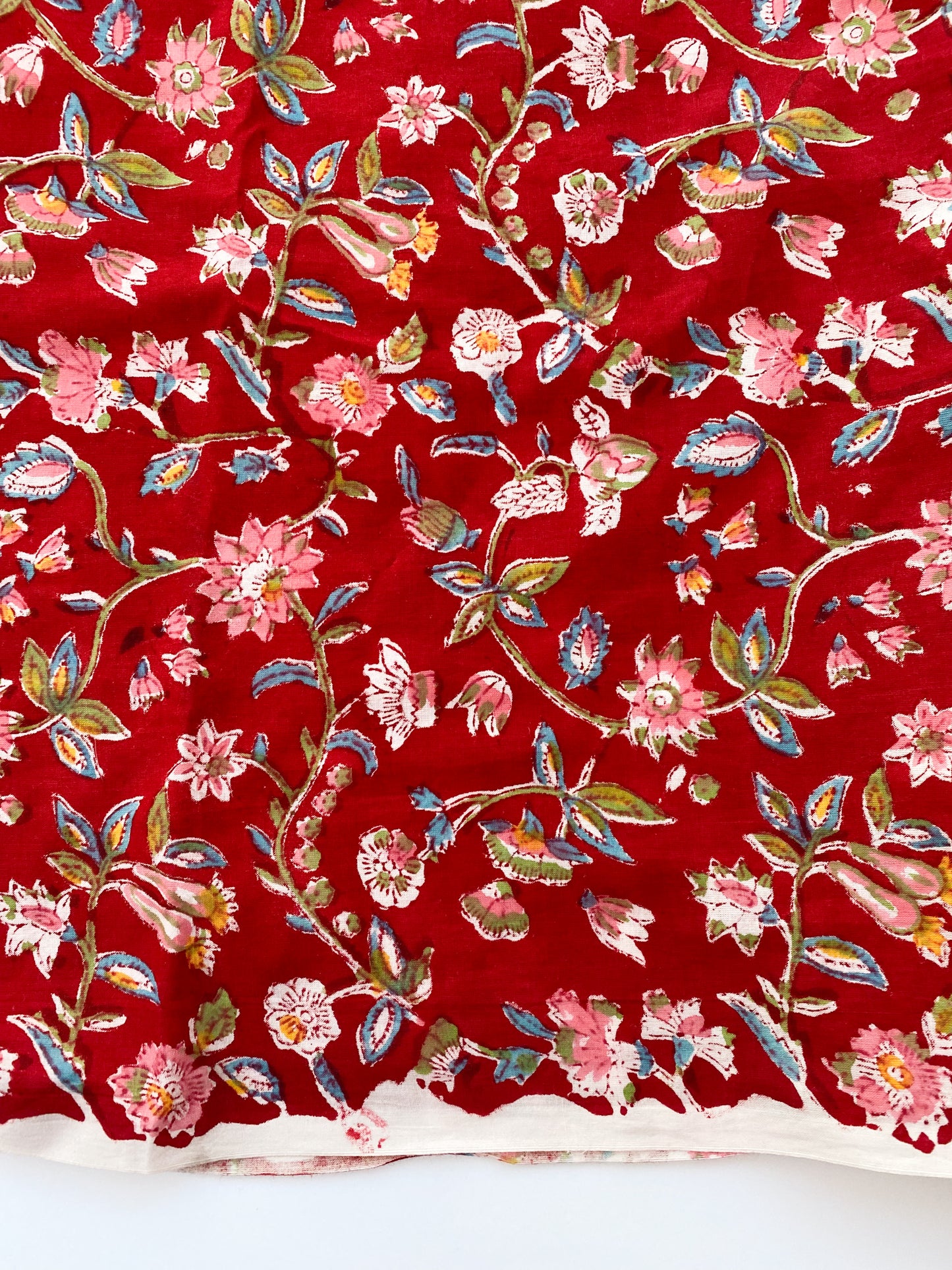 4 Yards of Printed Crimson Flower Fabric