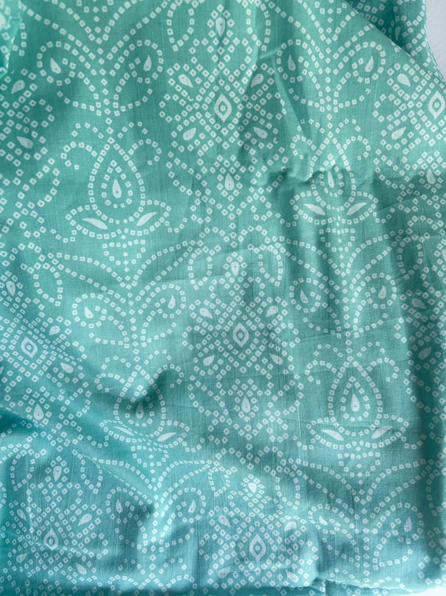 4 Yards Turquoise Indian Print Fabric