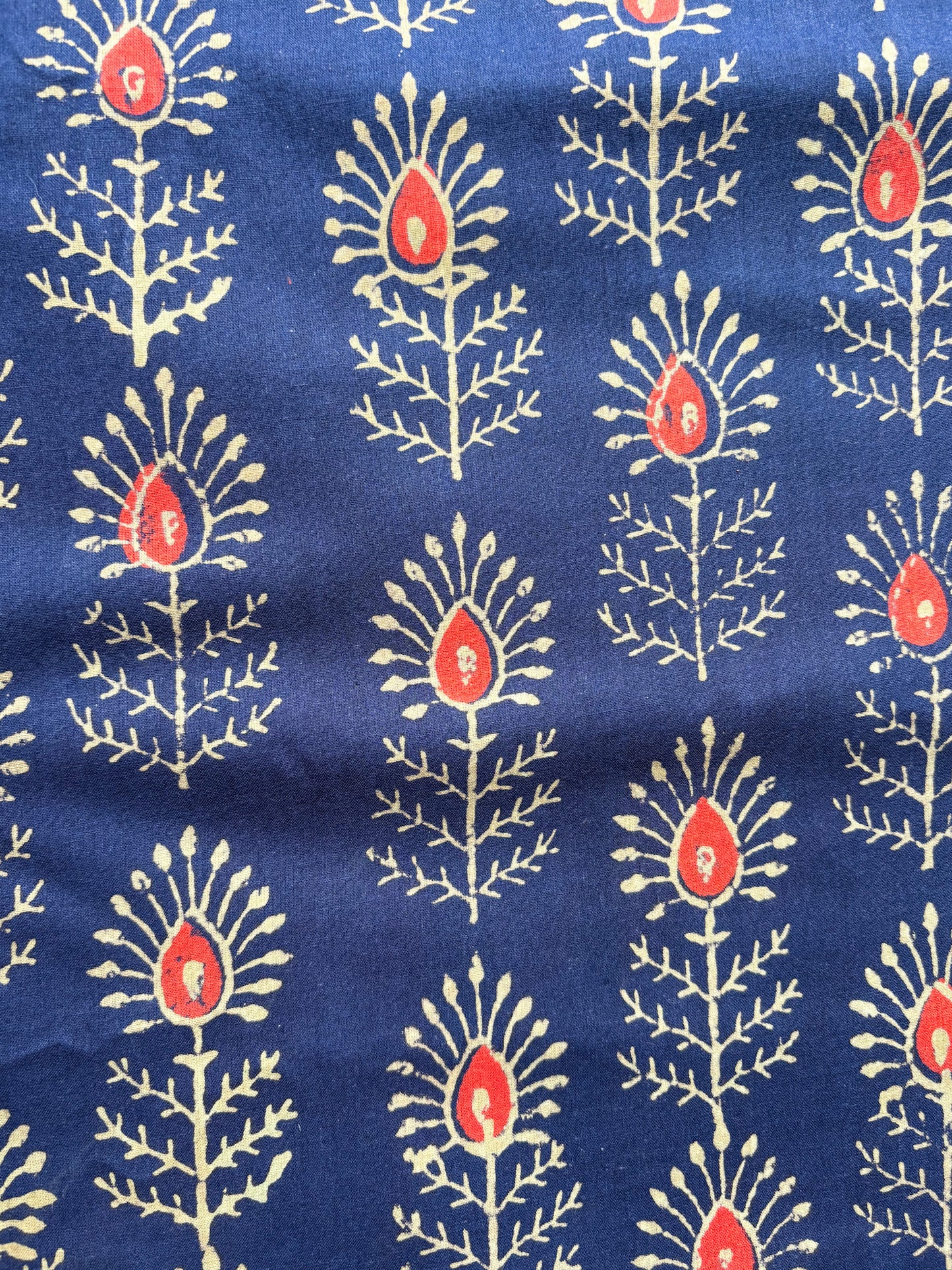 4 yards Dark Blue Hand Block Printed Fabric
