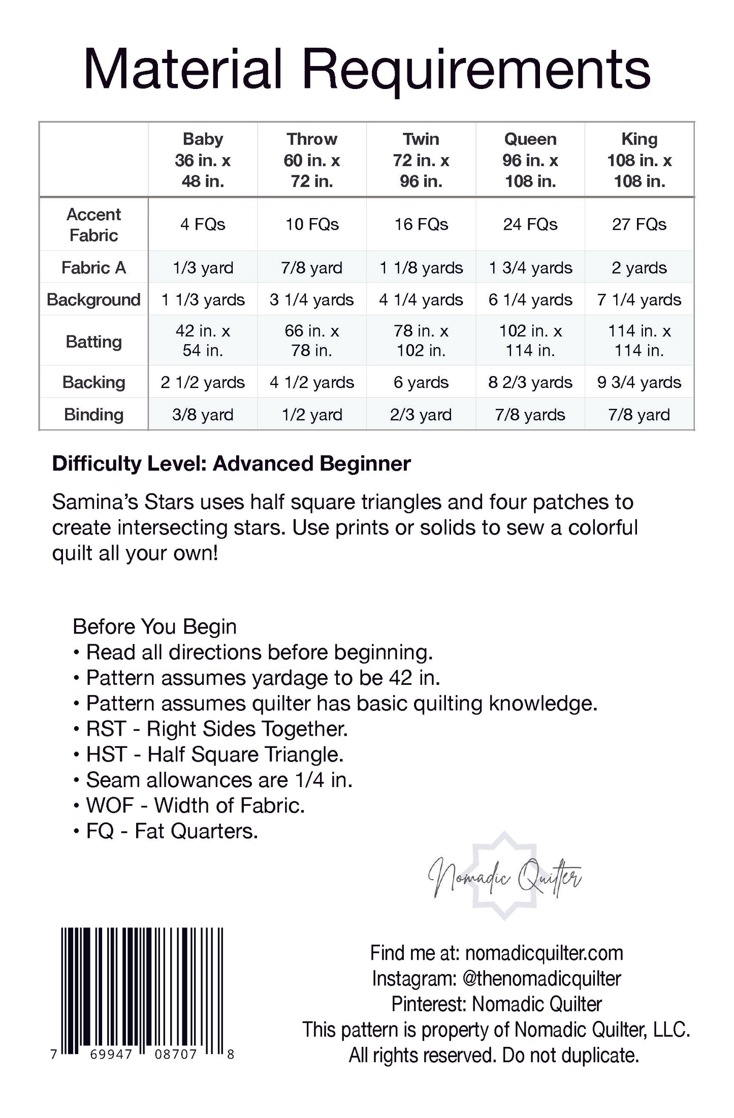 Samina's Star PDF Pattern