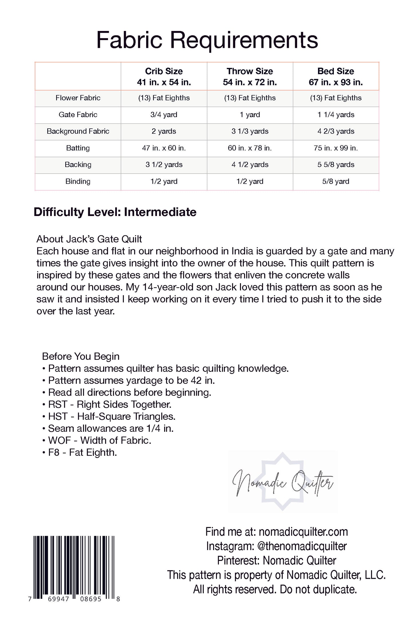 Jack's Gate PDF Pattern