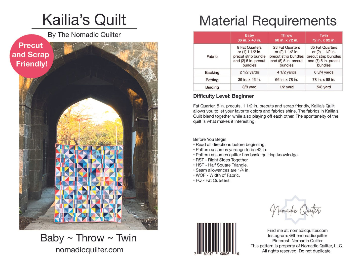 Beginner Bundle - The Rebekah and Kailia's Quilt Patterns - Digital Download