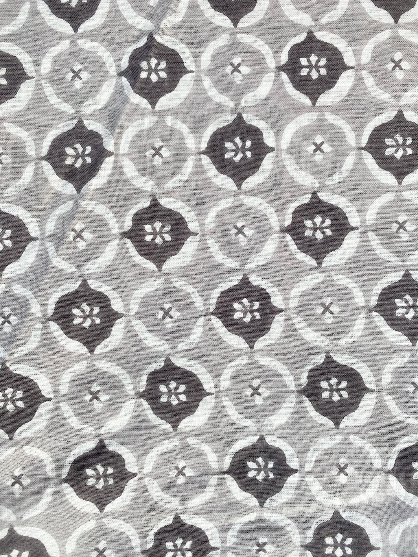 4 Yards of Hand Printed Gray Fabric