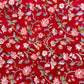 4 Yards of Hand Printed Crimson Flower Fabric