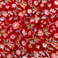 4 Yards of Hand Printed Crimson Flower Fabric