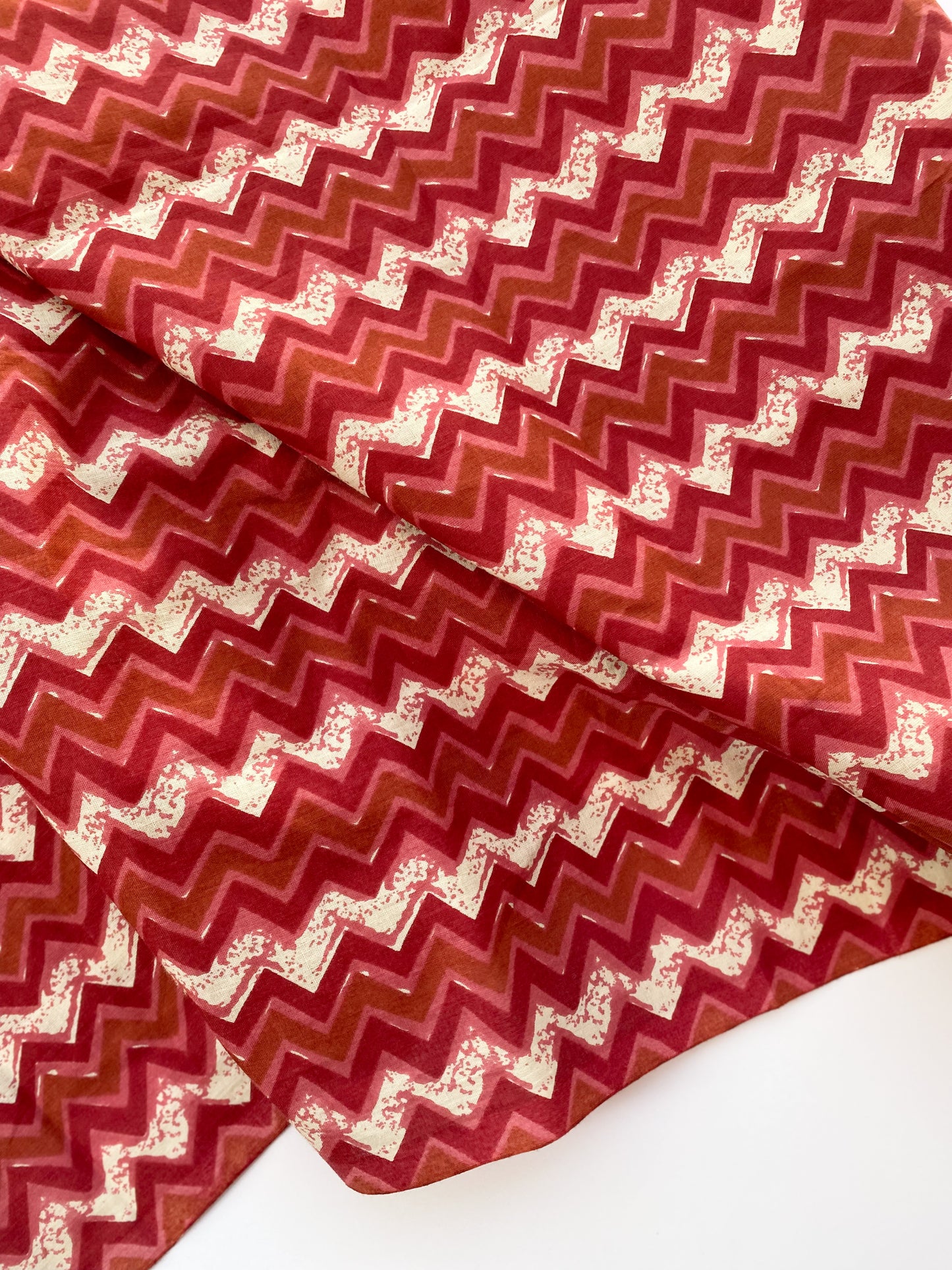 1/2 Yard Increments of Hand Printed Zigzag Fabric