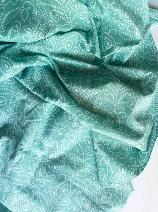 4 Yards Turquoise Indian Print Fabric