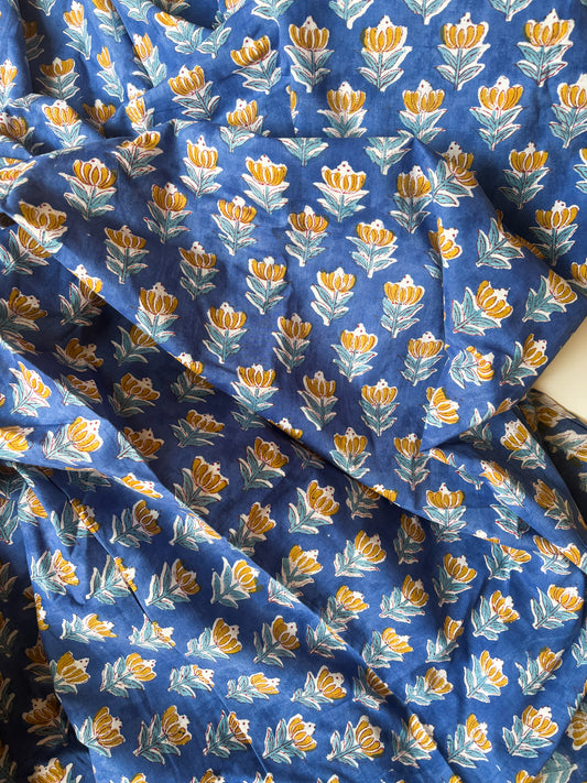 Blue Flower Backing Fabric