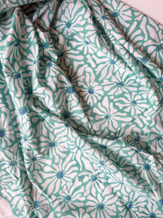 Mint Floral Backing Fabric
