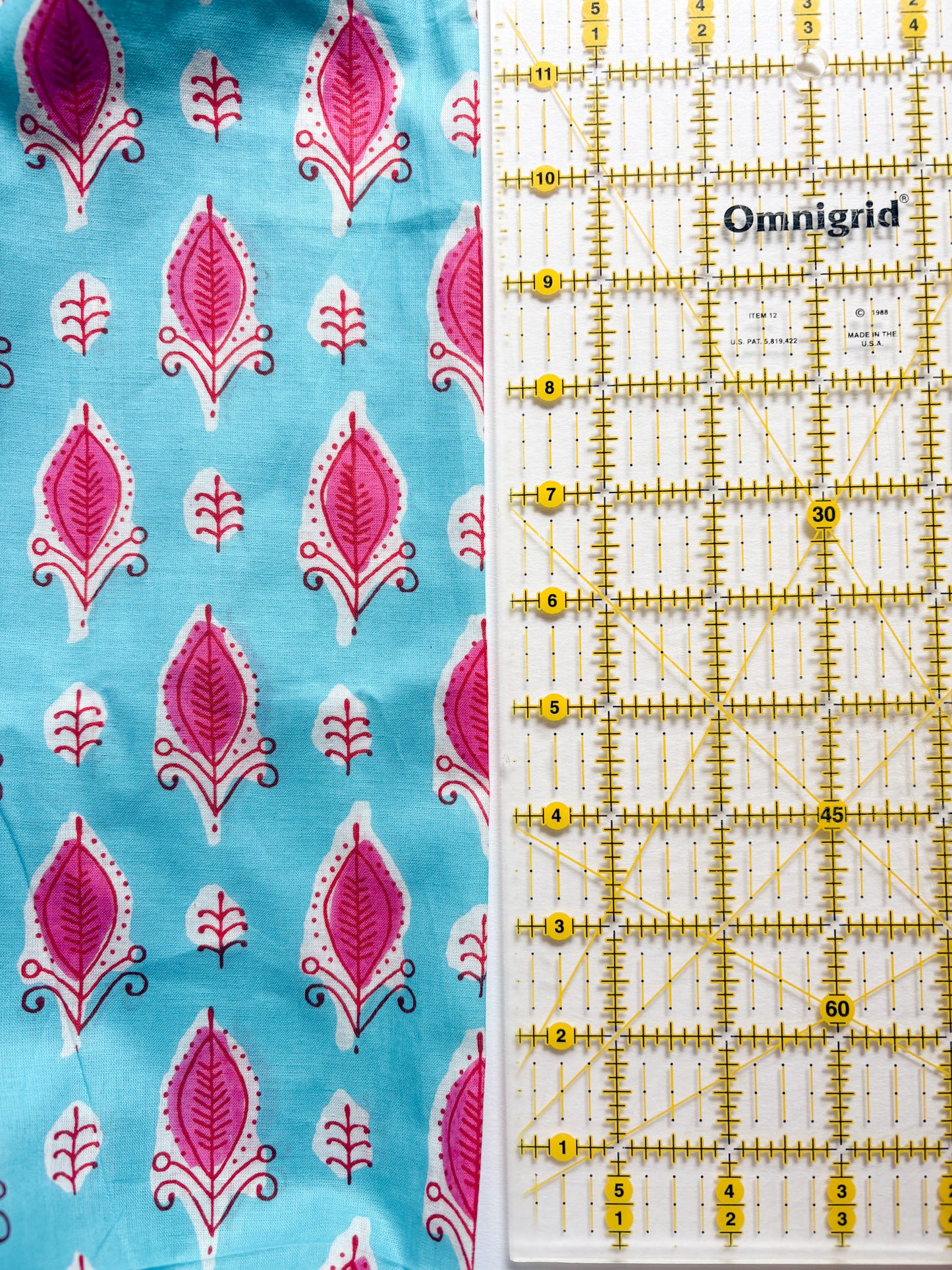 4 Yards Blue and Pink Indian Fabric