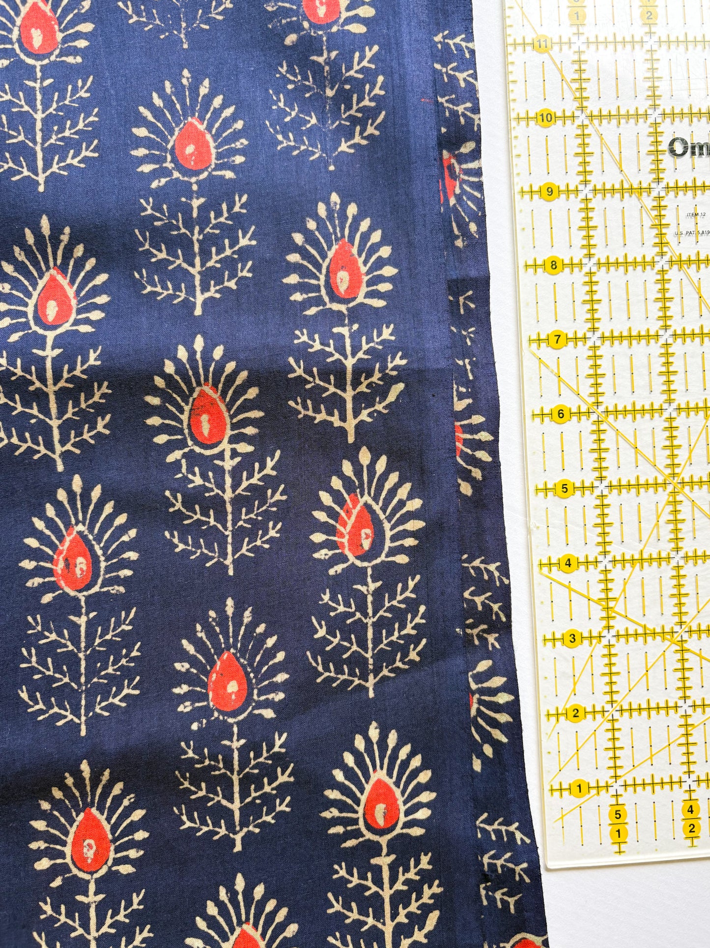 4 yards Dark Blue Hand Block Printed Fabric