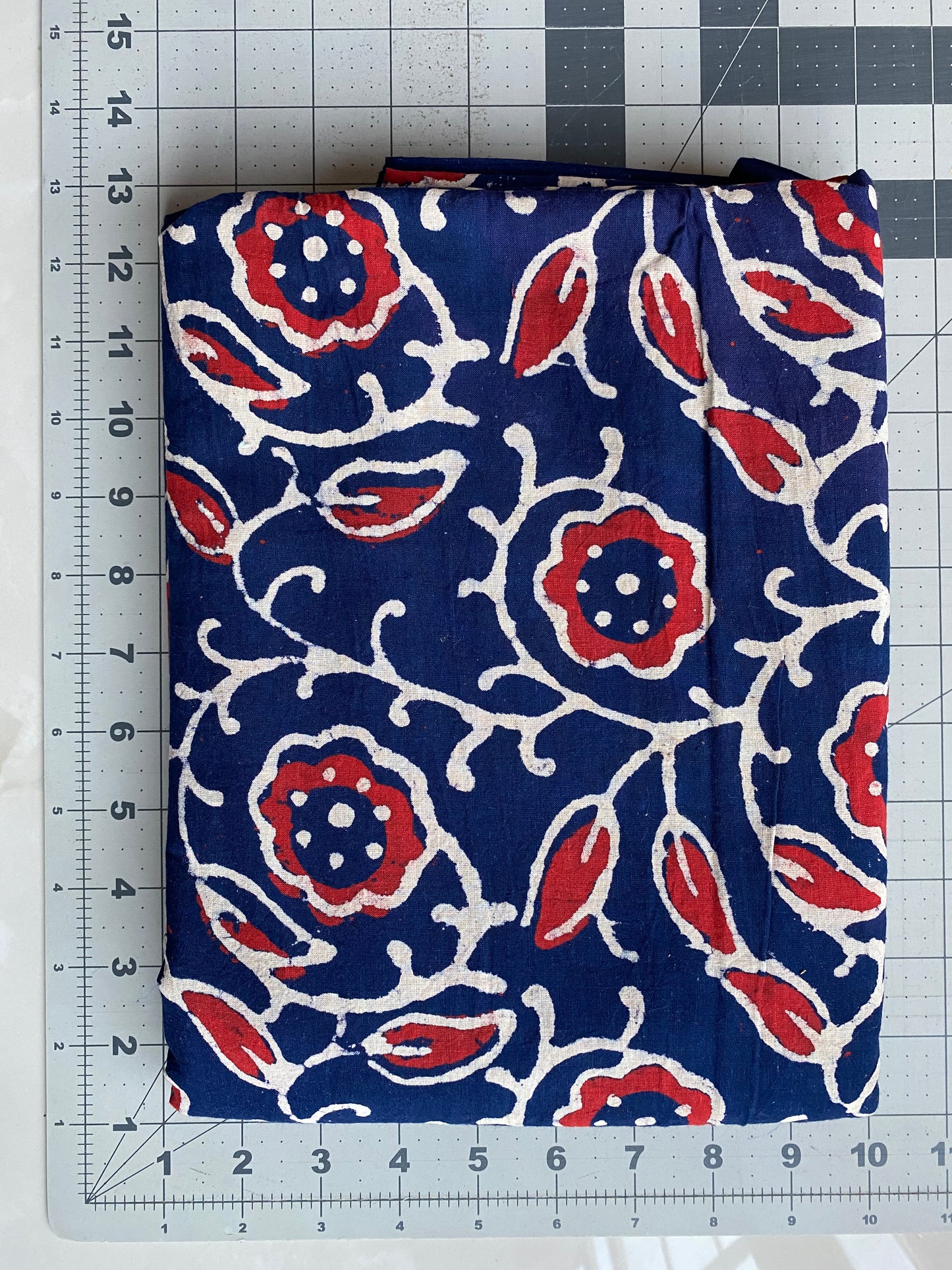 5 Yards Dark Blue and Red Flowers