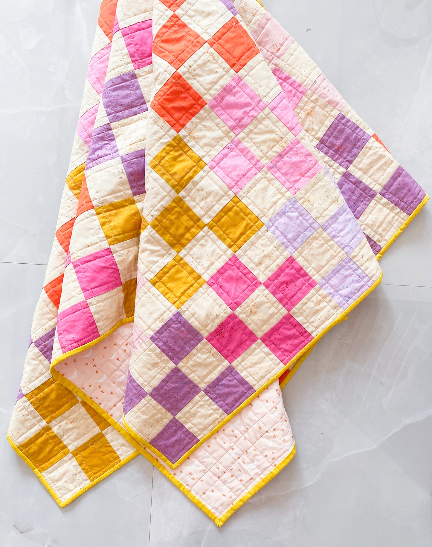 9 Patch Speckled Throw Quilt
