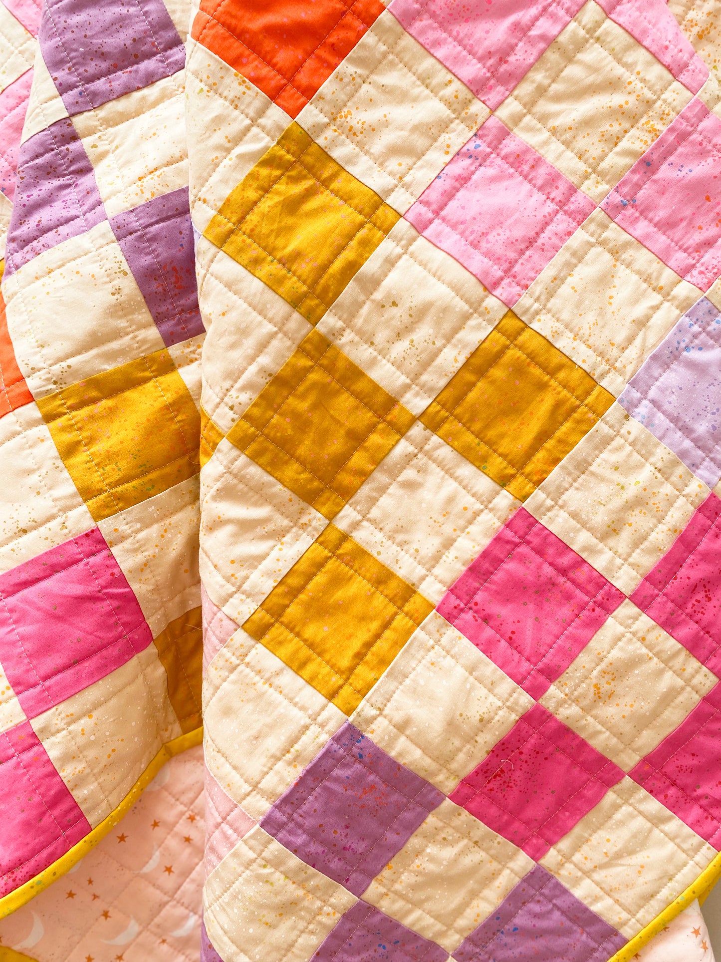 9 Patch Speckled Throw Quilt