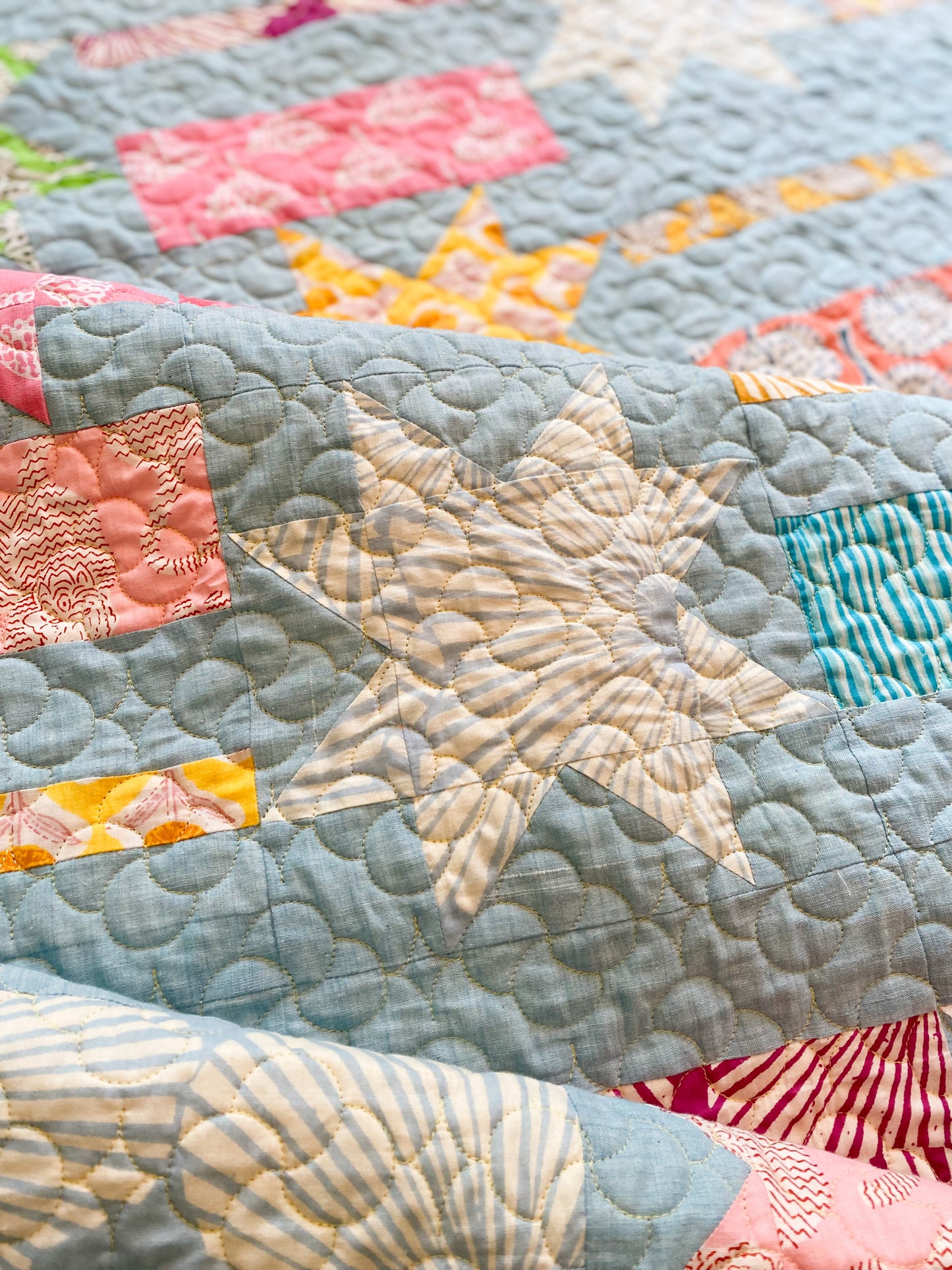 Teal Stars and Stripes Quilt