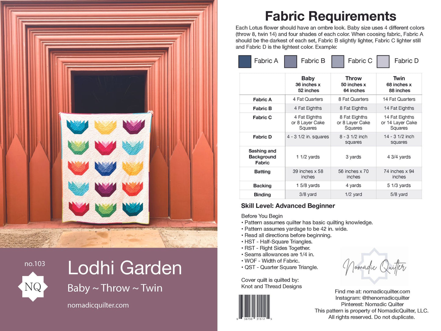 Lodhi Garden Quilt Pattern Pack of 3 Patterns