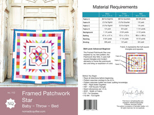 Framed Patchwork Star Quilt Pattern Pack of 3 Patterns