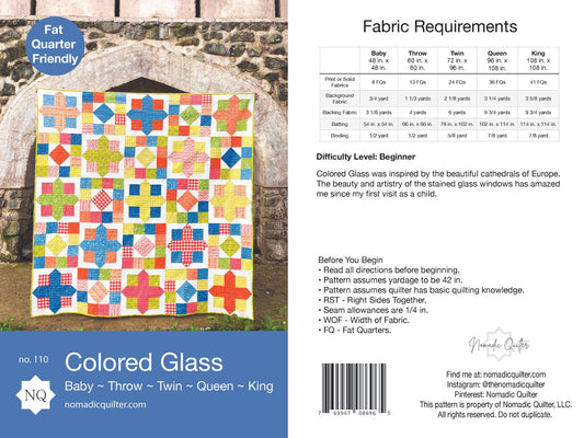 Colored Glass Quilt Pattern Pack of 3 Patterns