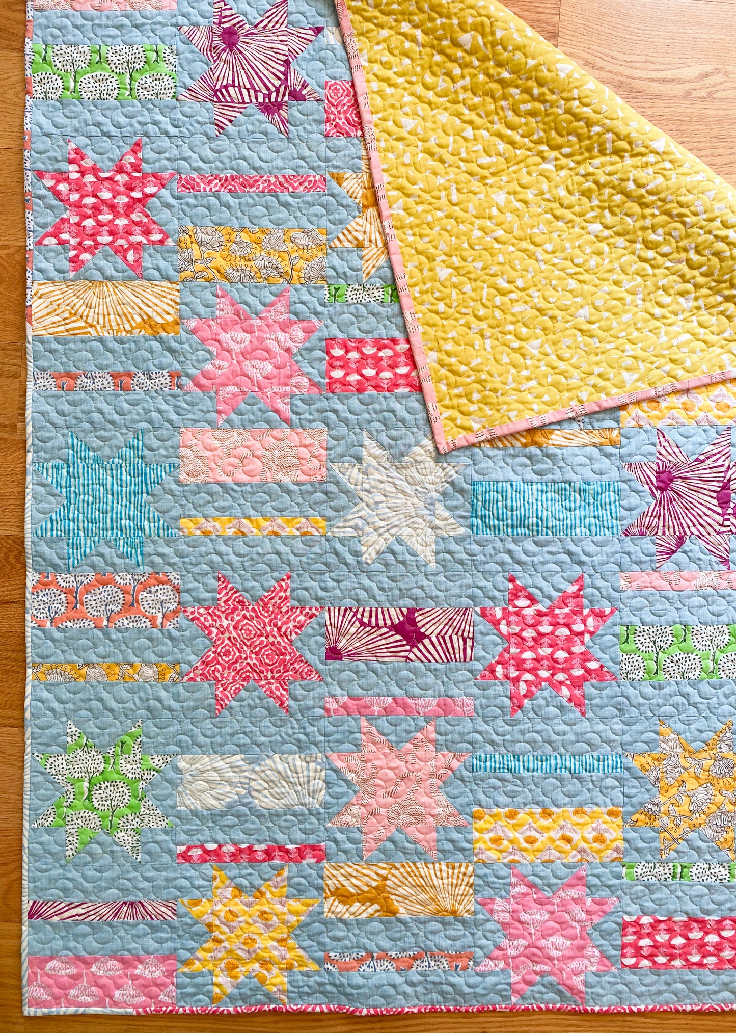 Teal Stars and Stripes Quilt
