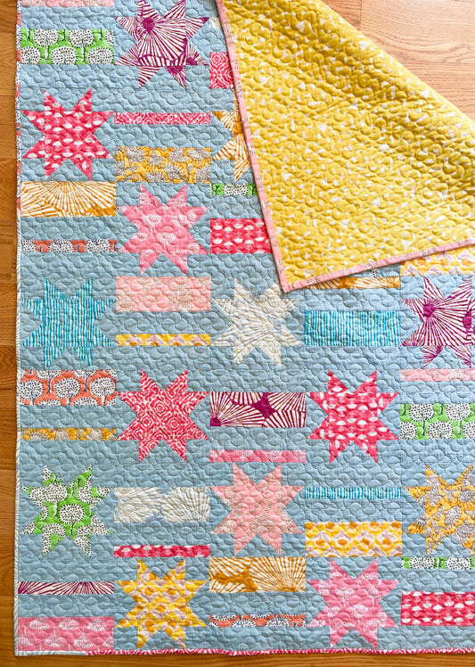 Teal Stars and Stripes Quilt